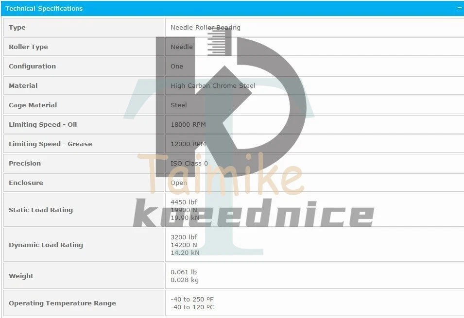 NTN NK 22/16 R Needle Roller Bearing 22x30x16mm.