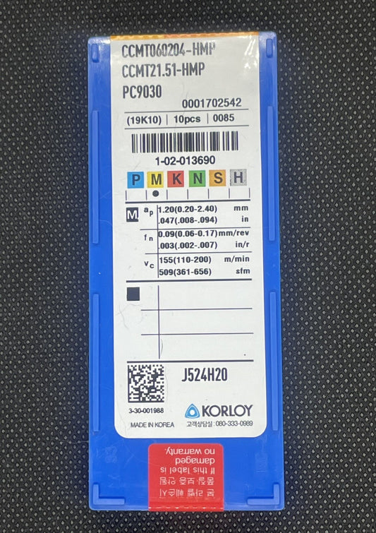 KORLOY CCMT 21.51 HMP PC9030 CCMT060204 Carbide Inserts 10pcsĀ Free Ship!