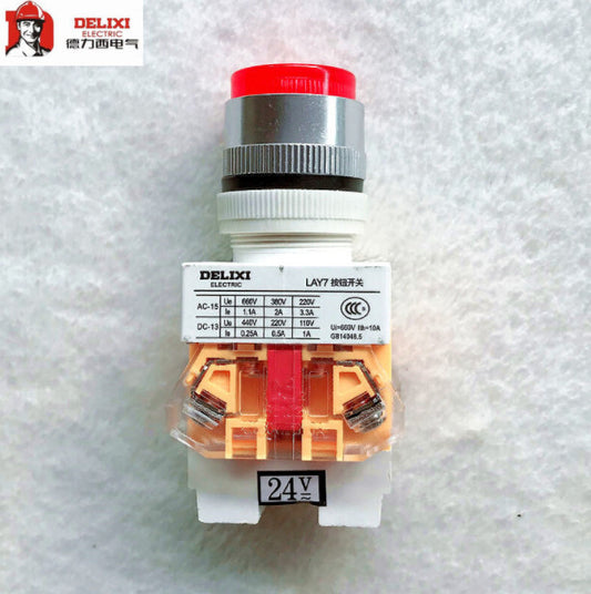 10PCS DELIXI LAY7-11DZS PUSHBUTTON SWITCHES INDICATOR LIGHT 1NO+1NC