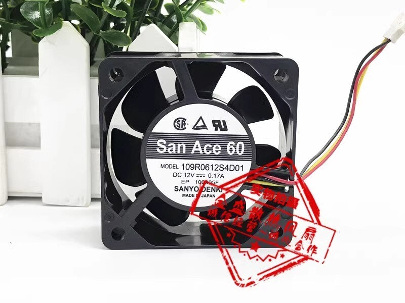 Sanyo 109R0612S4D01 6025 DC12V 0.17A 6CM 3-Pin Inverter Cooling Fan
