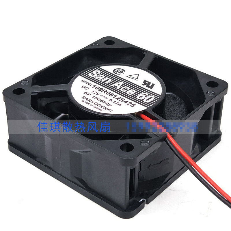 1pcs Ssnyo 109R0612S425 DC12V 0.17A 6025 2-wire ball cooling fan