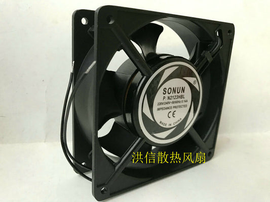 1pcs SONUN P/N 2123HBL 220V 0.14A 120*38mm double ball cooling fan