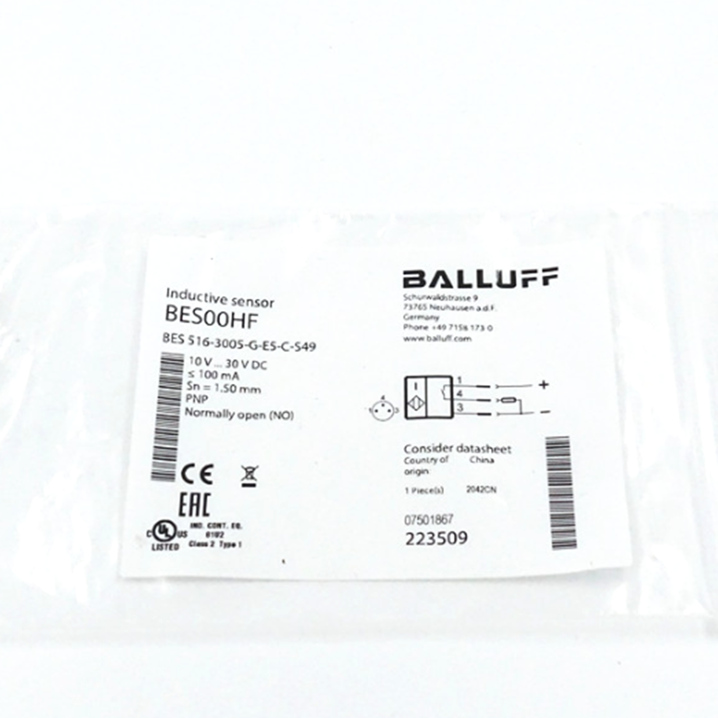 BALLUFF BES 516-3005-G-E5-C-S49 Inductive Sensor - Model: 516-3005-G-E5-C-S49 | Inductive Sensor | BALLUFF BES - BALLUFF BES