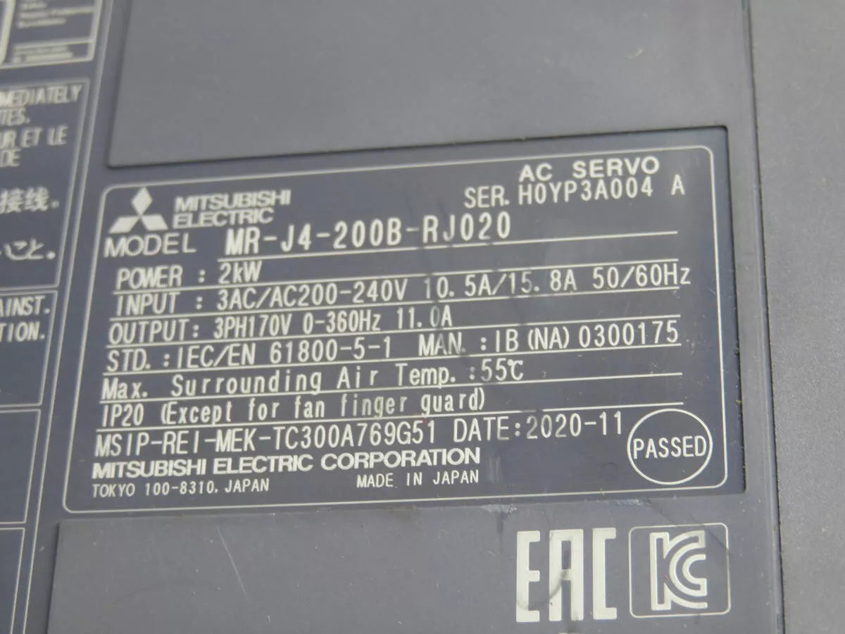 Mitsubishi MR-J4-200B-RJ020 Servo Drive New - MITSUBISHI