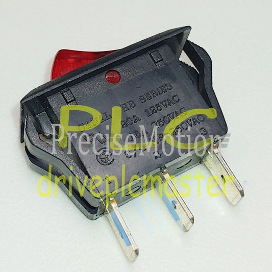 CANAL HB SERIES Red Lamp Rocker Switch 3 Pins 2 Positions 20A 125VAC 16A 250VAC
