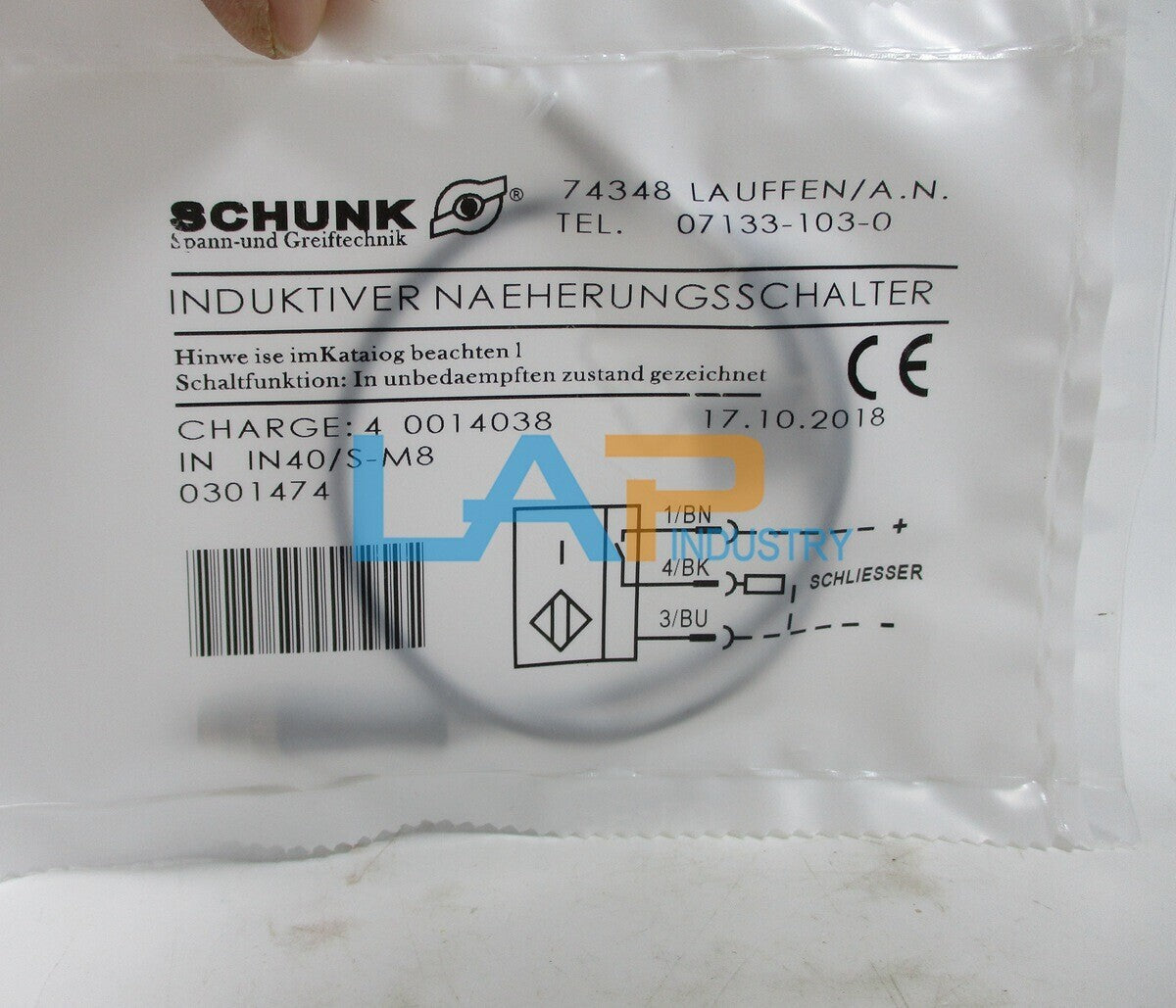 1PCS FOR SCHUNK Sensor IN40/S-M8 0301474