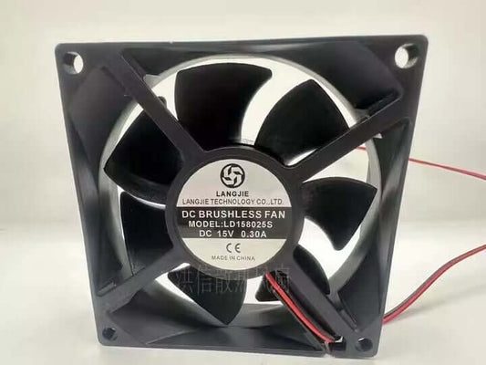 new LANGJIE LD158025S 8025 DC15V 0.30A 8CM 2-pin silent cooling fan