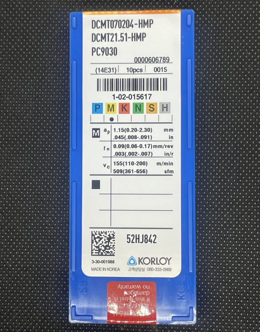 KORLOY DCMT 21.51 HMP PC9030 DCMT070204 Carbide Inserts 10pcs Free Ship!