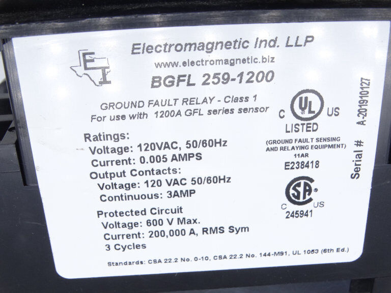 BGFL259-1200 RELAY ELECTROMAGNETIC INDUSTRIES - ELECTROMAGNETIC INDUSTRIES