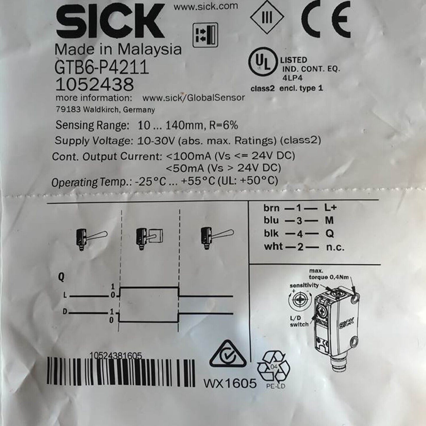 NEW SICK GTB6-P4211 1052438 Reflective Photoelectric Switch Sensor - SICK