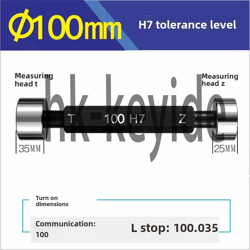 100 H7 Smooth Plug Gauge Through Stop Gauge Smooth Taper Gauge Double Head Bore