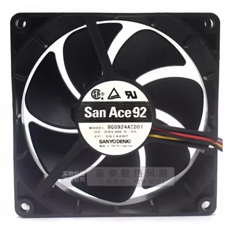 Sanyo 9G0924A2D01 DC24V 0.3A 9032 3-Wire Silent Cooling Fan