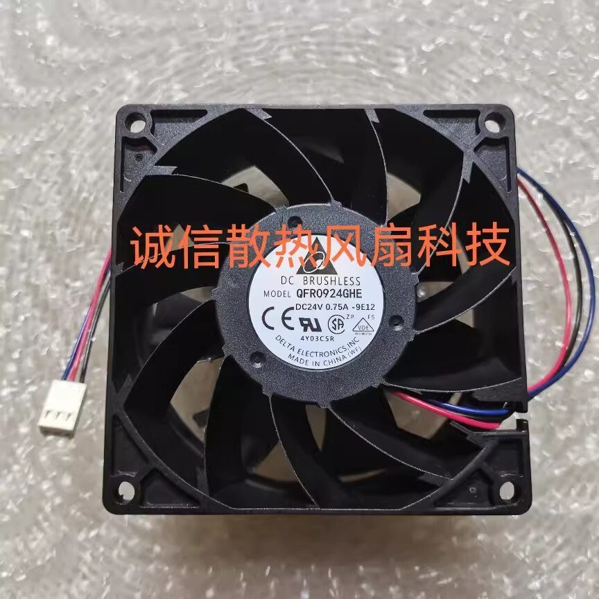 Delta QFR0924GHE 9038 DC24V 0.75A 90*90*38MM 3-Pin Inverter Cooling Fan