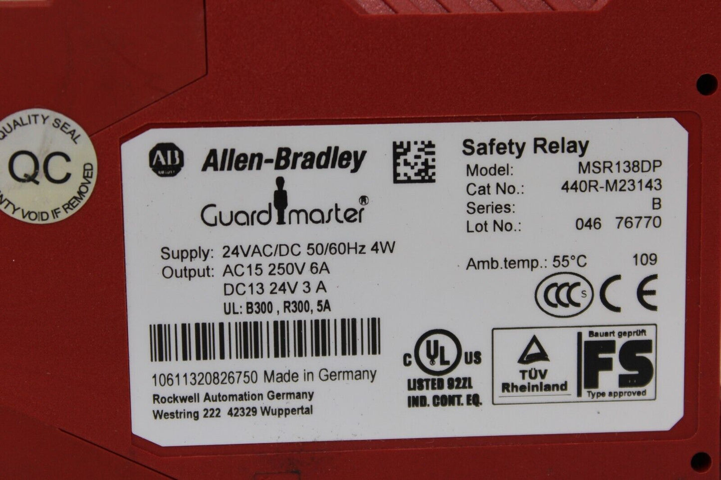 used Allen Bradley 440R-M23143 Safety Relay - ALLEN BRADLEY