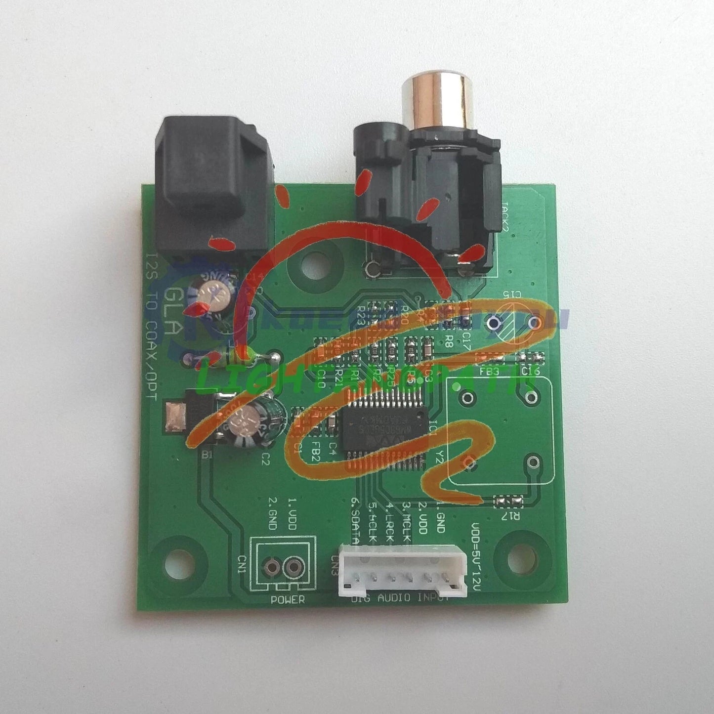 Audio Board I2S Input To SPDIF Coaxial Optical Output Board Support 44.1K-192K#