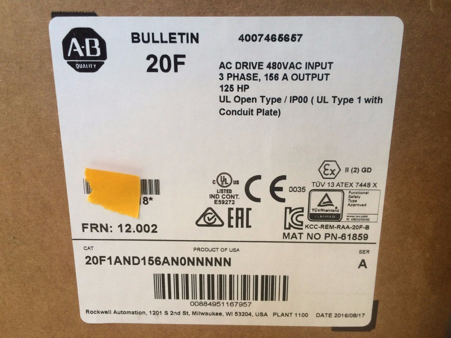 Allen Bradley PowerFlex 753 VFD Drive 1PC - ALLEN BRADLEY