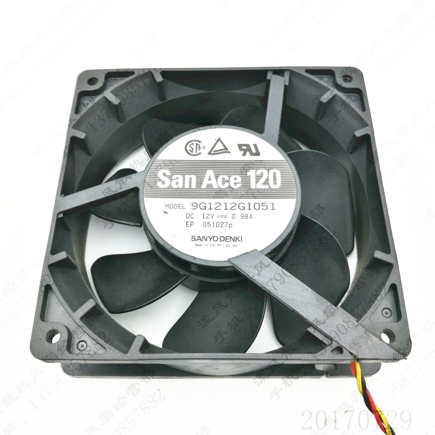 Sanyo 9G1212HG1051 12038 DC12V 0.98A 12CM 3-Wire Server Cooling Fan