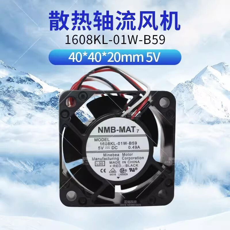 NMB 1608KL-01W-B59 4020 DC5V 0.49A 4CM 3-Wire Silent Cooling Fan