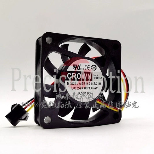 1 PCS CROWN Fan AGE06015B24H DC24V 3.84W 6015 6CM 3 wire cooling fan