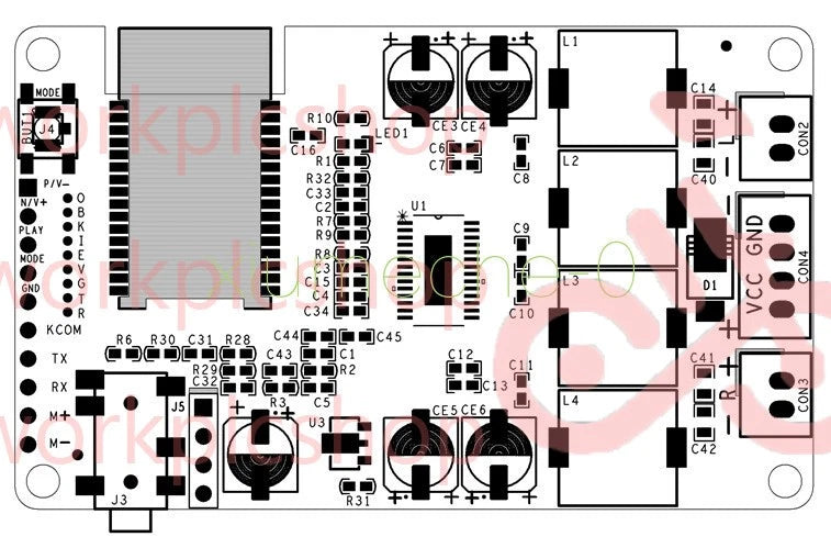 Bluetooth 5.0 Power Amplifier Board 2x15W/10W Support AUX Audio Input Serial