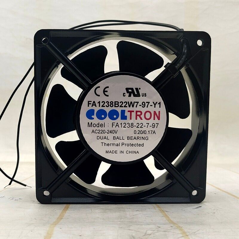 new 1 PCS COOLTRON Fan FA1238B22W7-97-Y1 220V 12038 12CM 7 blades Aluminum frame - COOLTRONIC