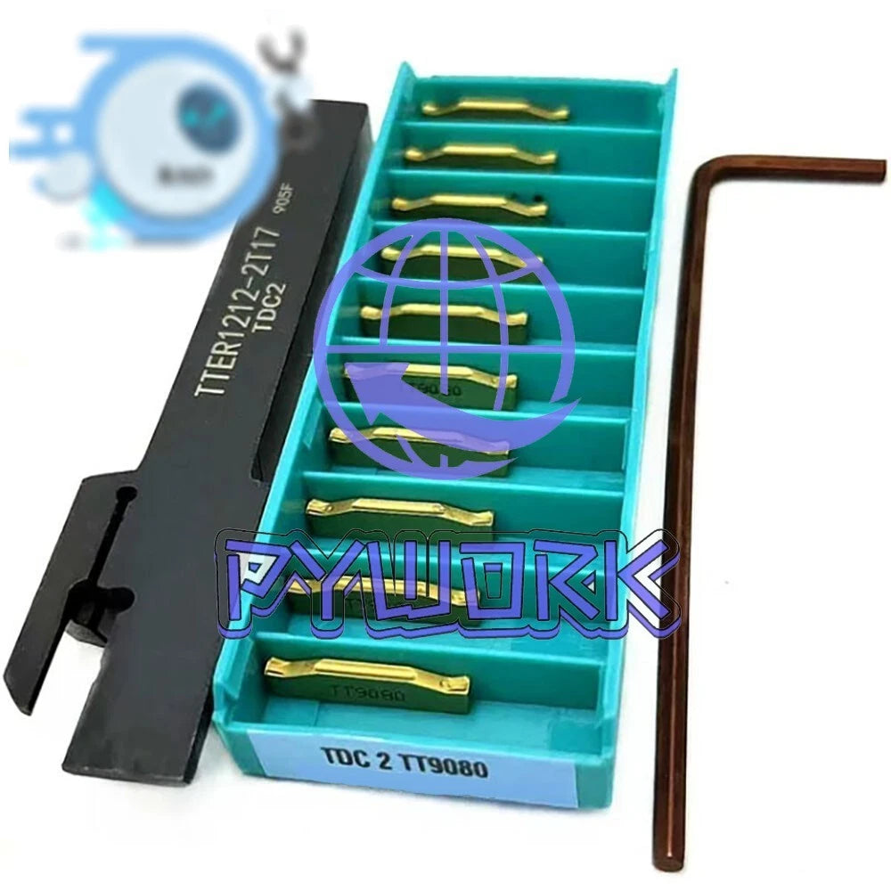 TTER1212-2T17 CNC Lathe Turning Tool Holder + 10Pcs TDC2 TT9080 Carbide Inserts
