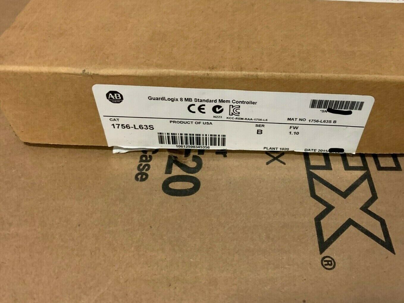 Allen Bradley GuardLogix 8 MB Controller, 1756-L63S Ser B, Factory Sealed - ALLEN BRADLEY
