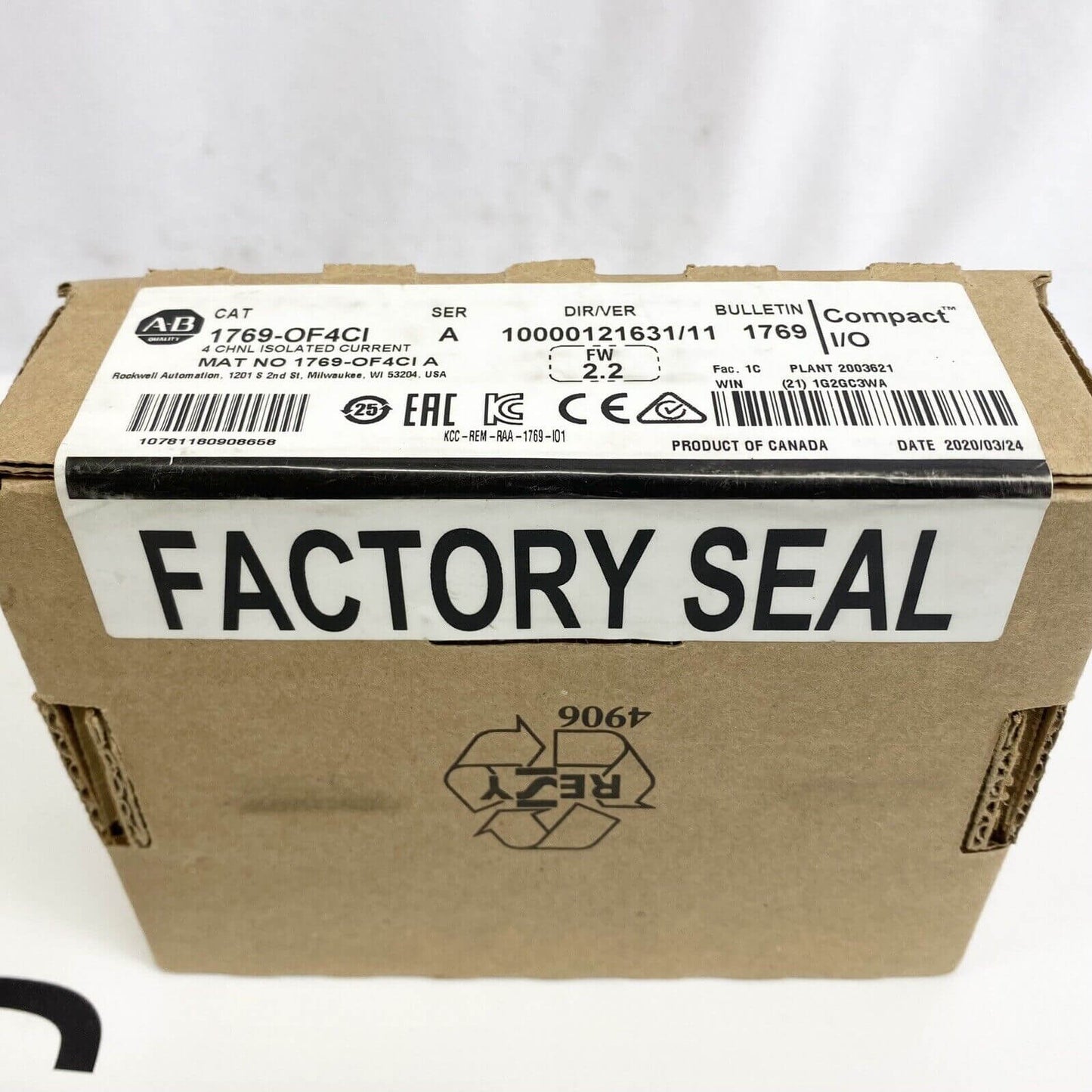 Allen Bradley 1769-OF4CI CompactLogix 4ch Isolated Current Module - ALLEN BRADLEY