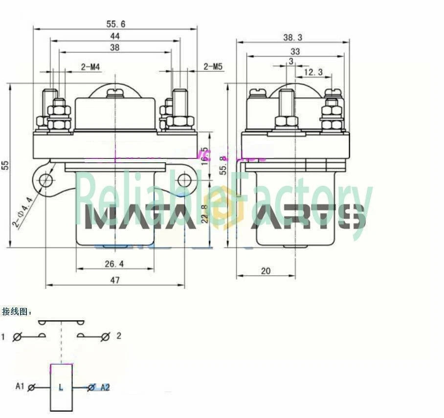 48V MZJ-50A Electric Vehicle DC Contactor 50A Contactor Solenoid