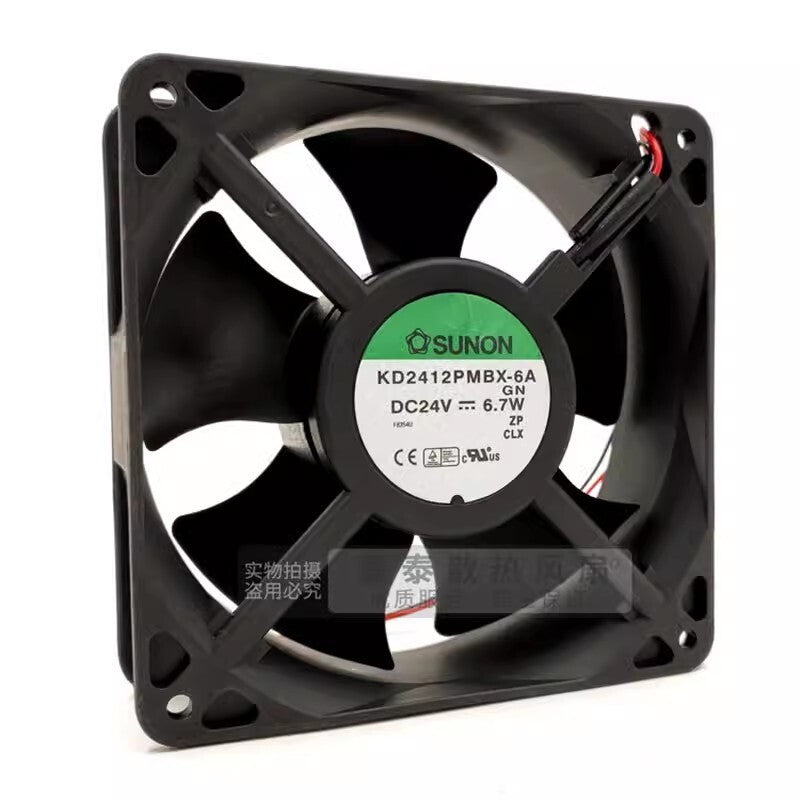 SUNON KD2412PMBX-6A 12038 DC24V 6.7W 12CM 2-Wire Dual Ball Cooling Fan