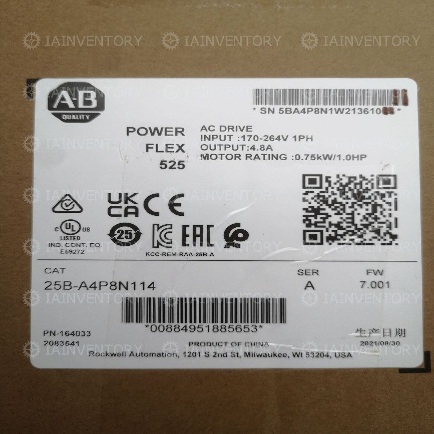 Allen-Bradley 1.0HP AC Drive Fast - 25B-A4P8N114 - 0.75kW - ALLEN-BRADLEY