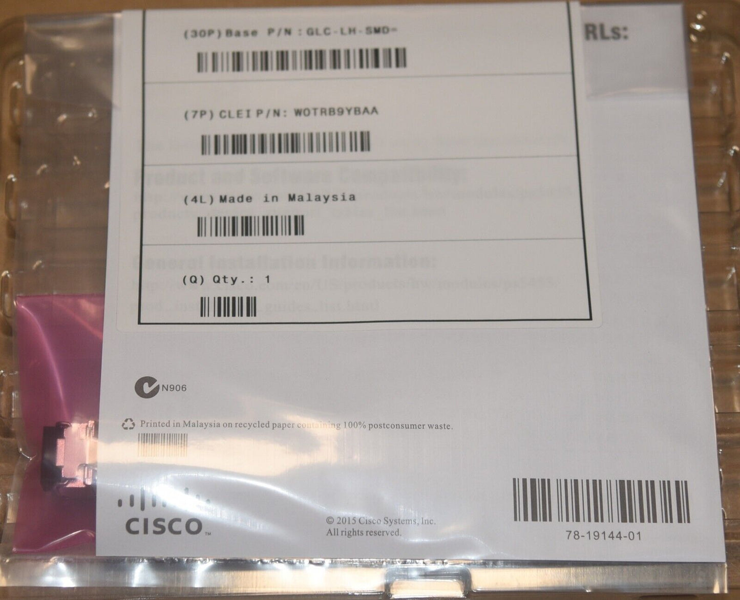 new Sealed Cisco GLC-LH-SMD 1000BASE-LX/LH SFP Transceiver Module - CISCO