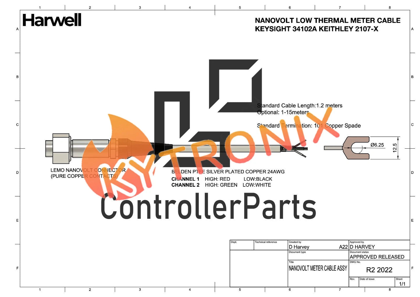 Keysight Agilent Keithley NanoVolt Meter Cable Low EMF 34102a 2107 34420A 2182A