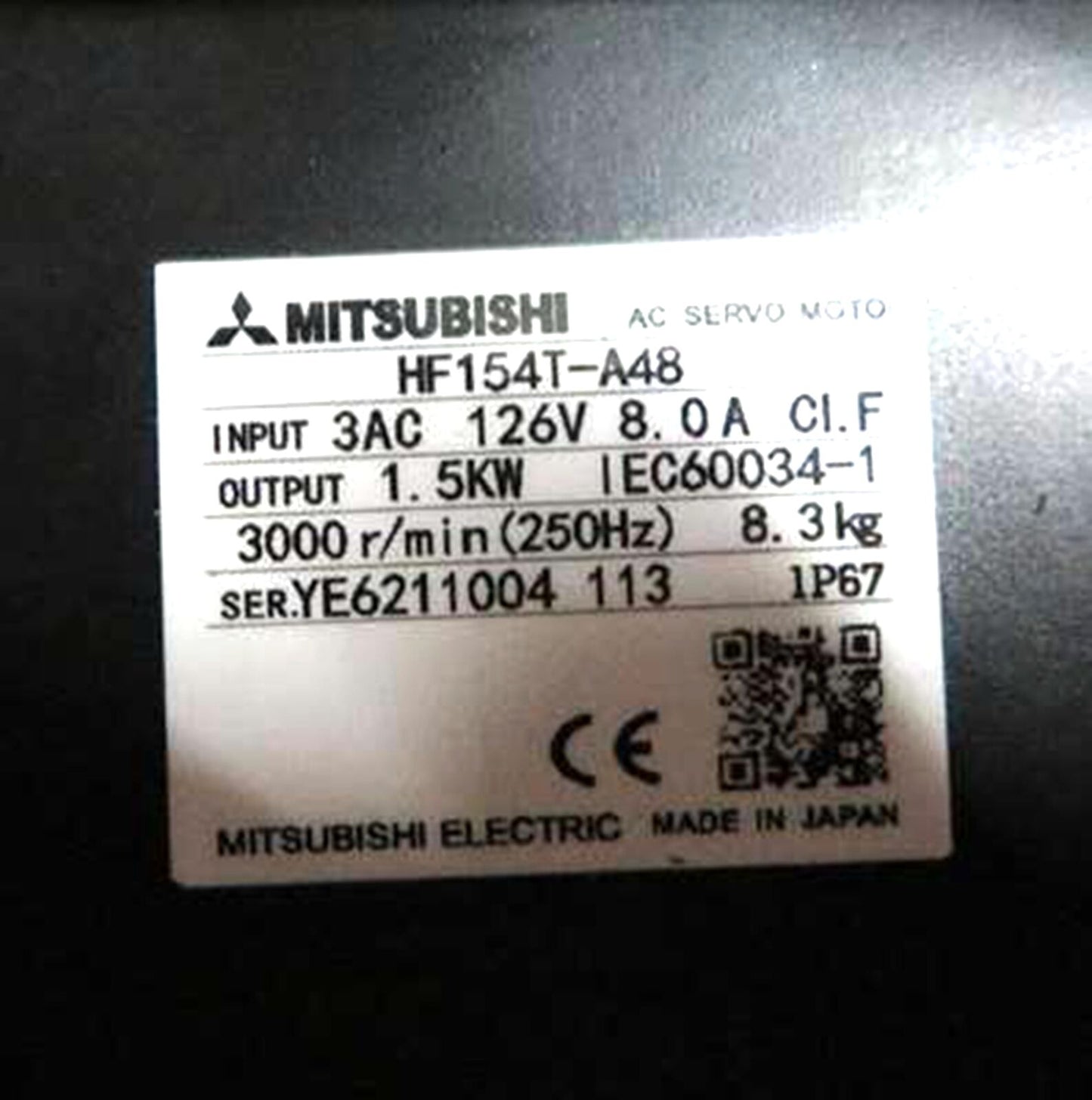 Mitsubishi HF154T-A48 Servo Motor - MITSUBISHI