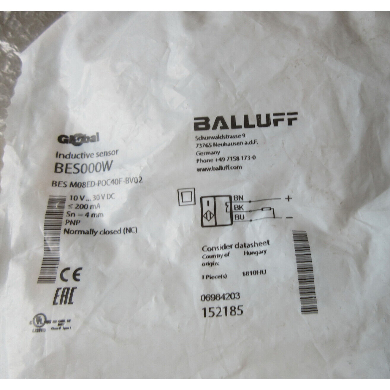 Proximity sensor BES M08ED-POC40F-BV02 - BALLUFF