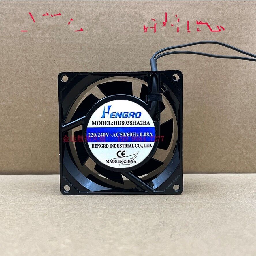 new 1 PCS HENGRO Fan HD8038HA2BA AC220V 8038 8CM 2 wire cabinet cooling fan - HENGRO