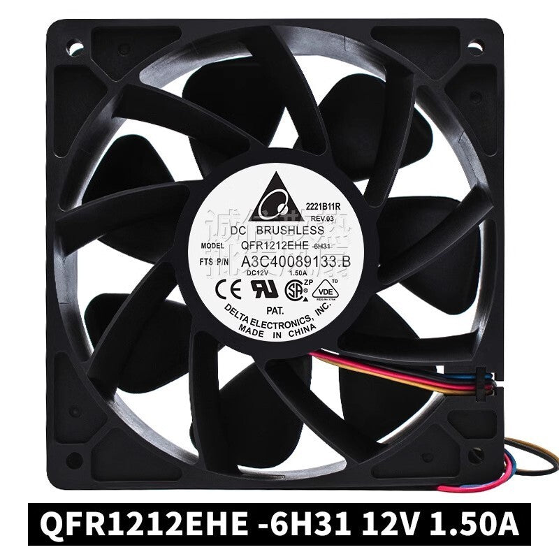 Delta QFR1212EHE -6H31 DC12V 1.50A 12CM 4-Wire Cooling Fan