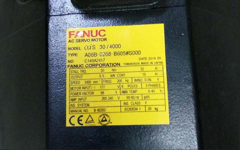 Used Fanuc A06B-0268-B605#S000 AI-S 30/4000 AC Servo Motor 177 V 5.5 kW - FANUC