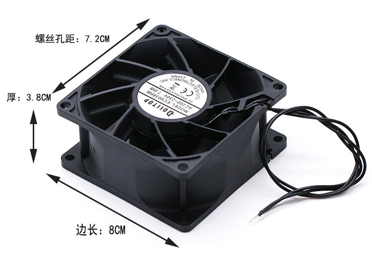 1pcs BOSSTOP EC8038HB 8038 8CM 7.0W 220V AC double ball cooling fan