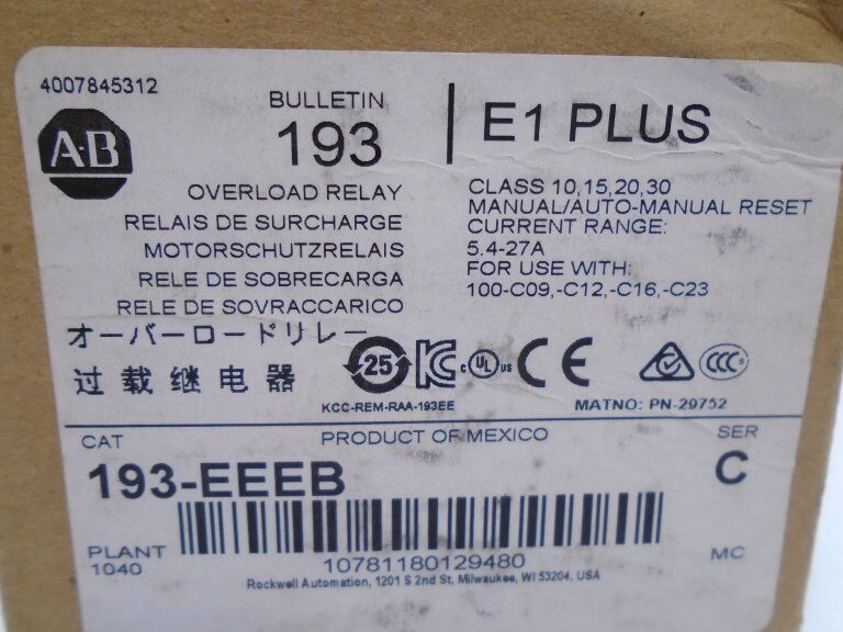 Allen Bradley 193-EEB Relay Series C Switch 193EEB Series C Relay - ALLEN BRADLEY