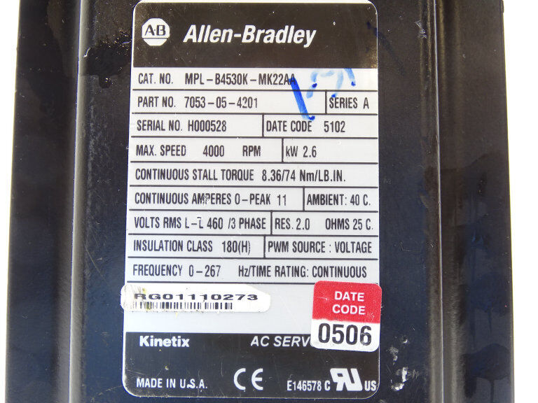 Allen Bradley MPL-B4530K MK22AA Servo Motor - ALLEN BRADLEY