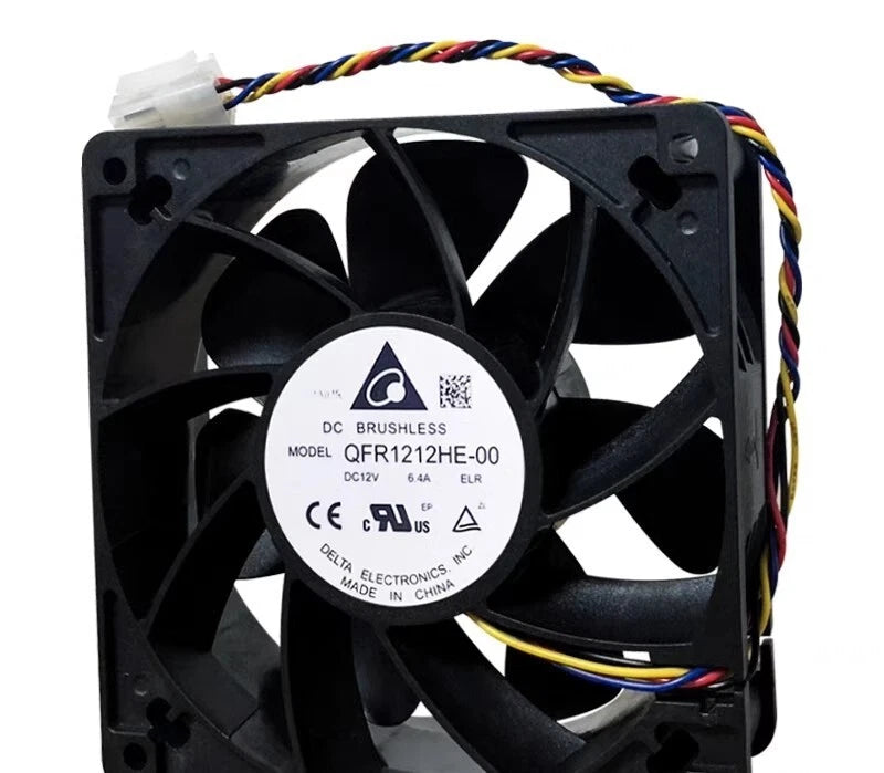 Delta QFR1212HE-00 12038 DC12V 6.4A 12CM 4-Pin Server Cooling Fan