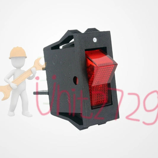 3PCS SOKEN RK1-14 Rocker Power Switch 16A 250VAC 16A 125VAC T100 3 Pin Red Lamp