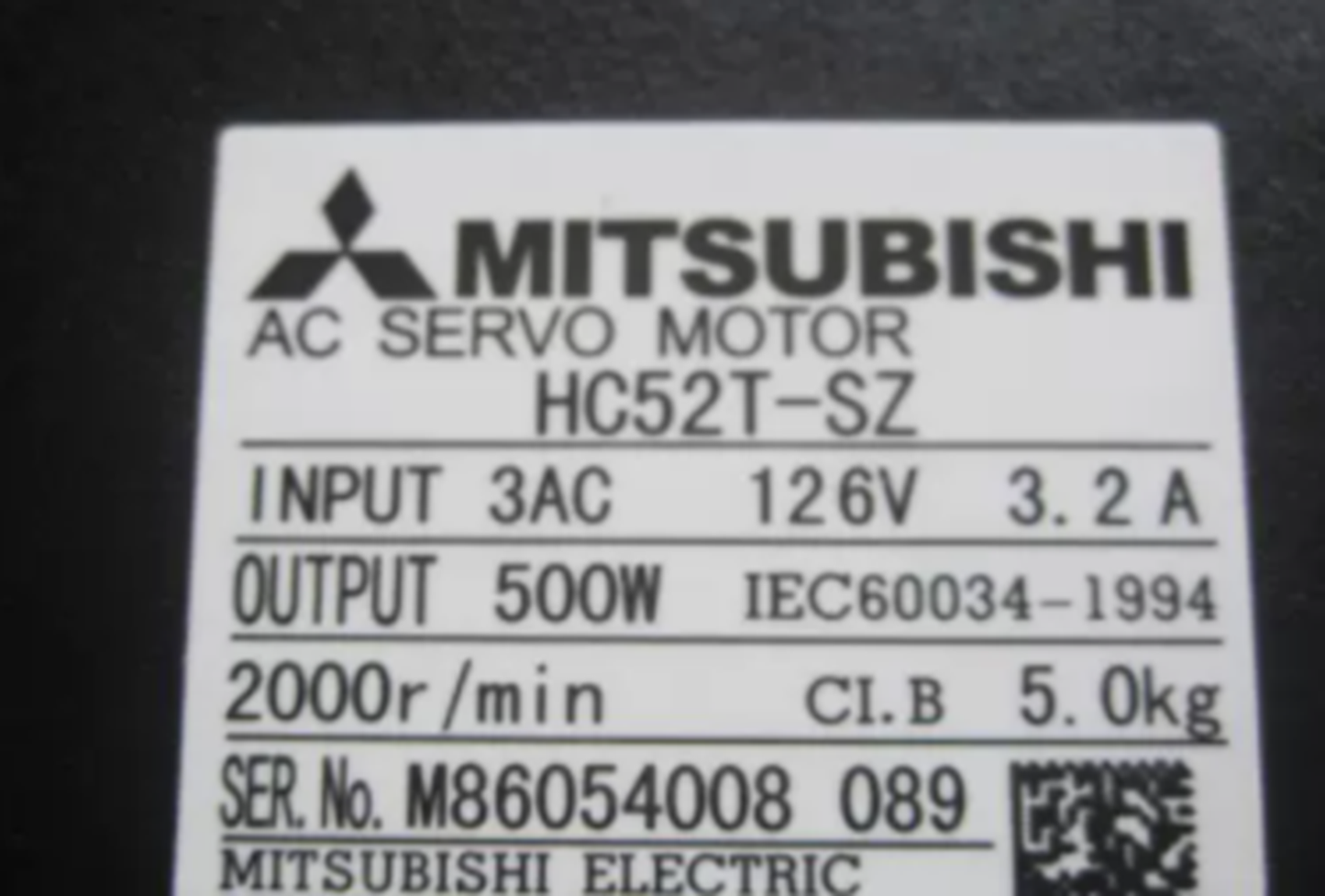 Mitsubishi AC Servo Motor HC52T-SZ - MITSUBISHI
