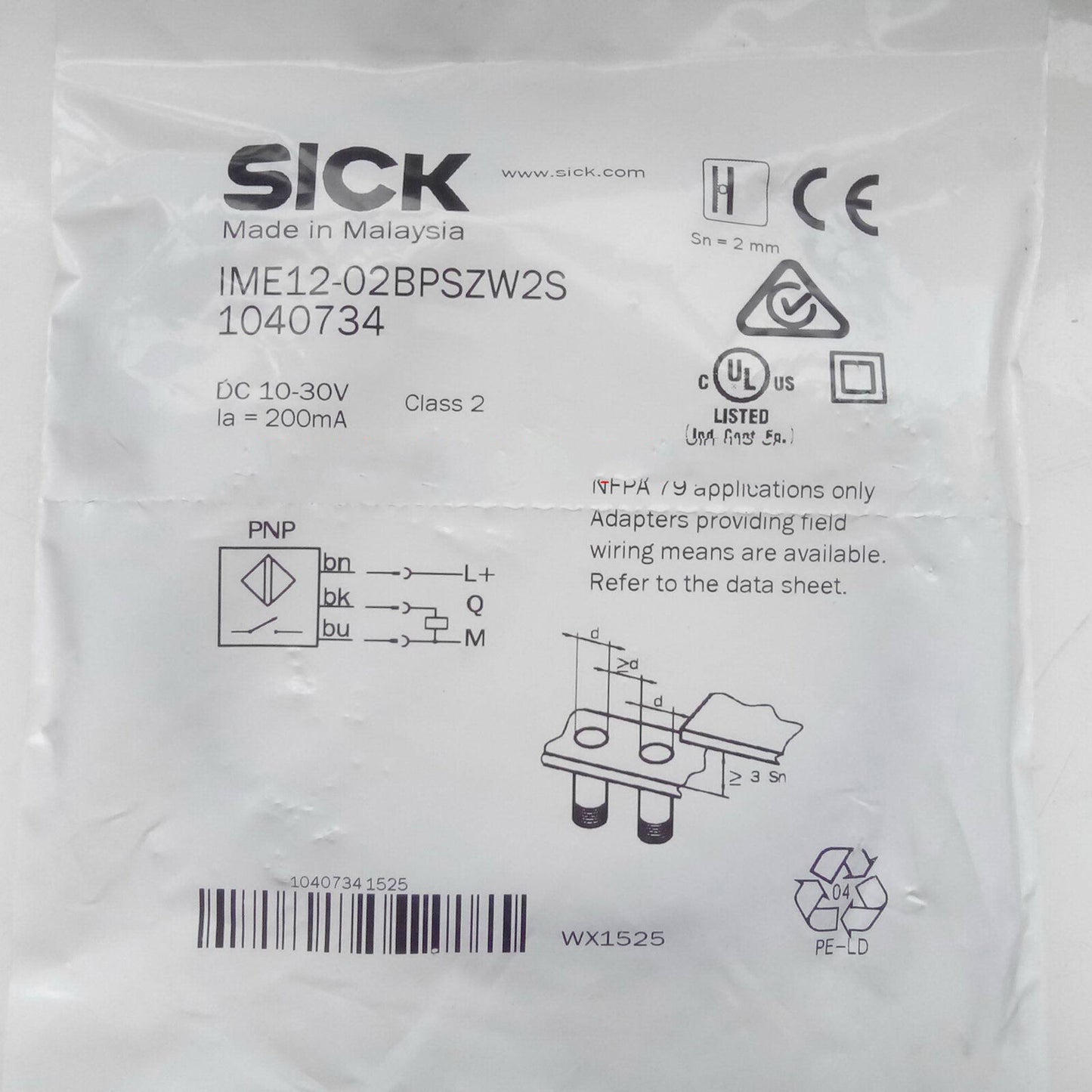 New Sick IME12-02BPSZW2S Photoelectric Switch Sensor Fast-Response - SICK