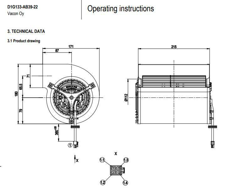 D1G133-AB39-22 Ebmpapst Centrifugal Fan 48VDC 105W 1780RPMFor Vacon Inverter Fan