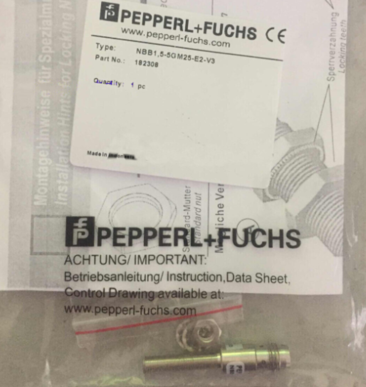 PEPPERL+FUCHS NBB1.5-5GM25-E2-V3 Proximity Switch Sensor - PEPPERL+FUCHS