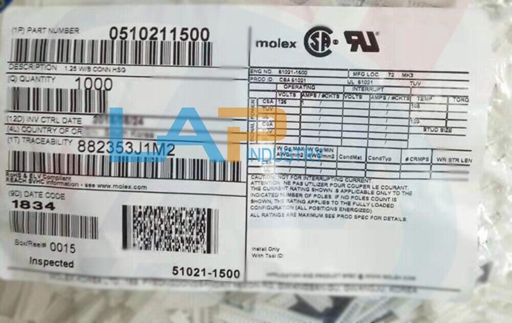 1000PCS Plastic Connector 51021-1500 15P 1.25mm Pitch - RMX