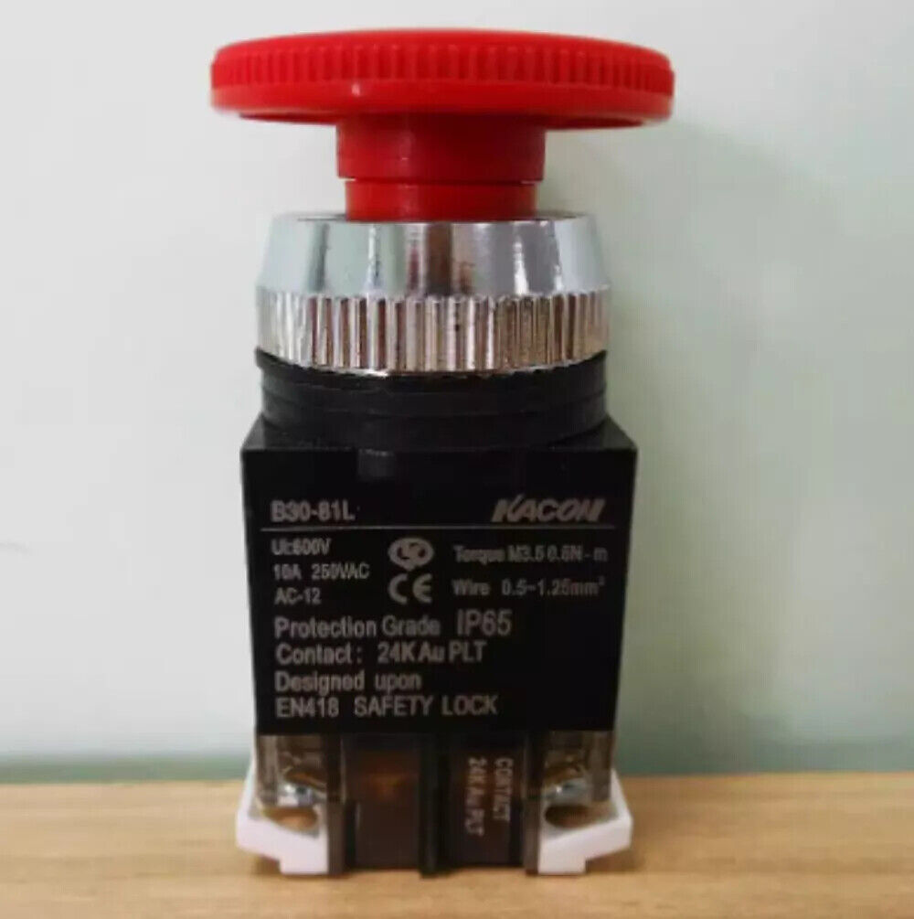 1Pcs Kacon B30-81L emergency stop Switch button 10A 250V 600V IP65