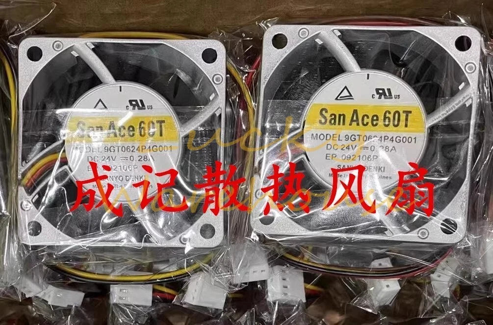 Sanyo 9GT0624P4G001 6025 DC24V 0.28A 3-Pin Metal Cooling Fan